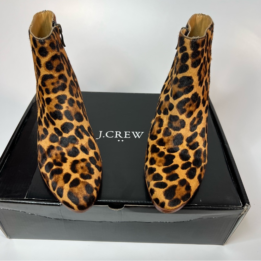 J. Crew Factory Walker Calf Hair Bootie in Leopard Print-like new